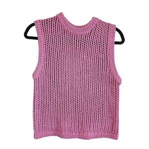 She + Sky Sweater vest Pink/metallic Sleeveless Size Large